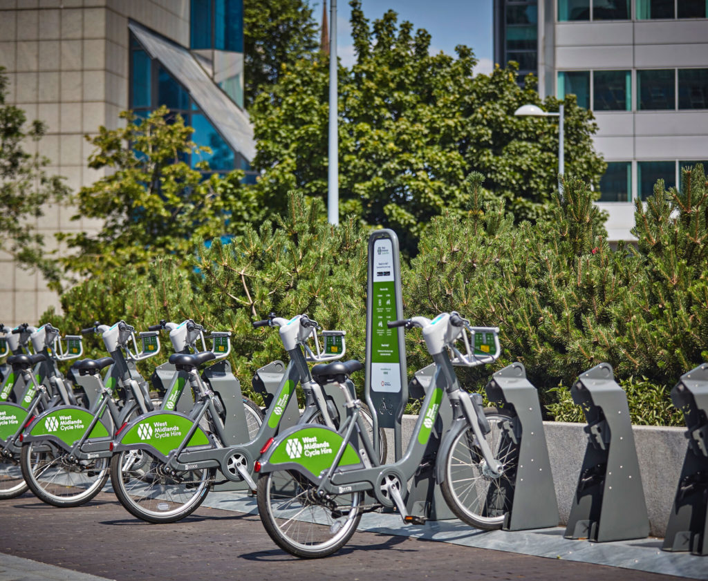 Docking station and cycles for hire at Greyfriars Green close to TWO FRIARGATE offices Coventry