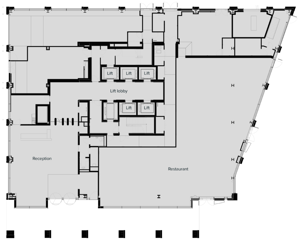 TWO FRIARGATE ground floor floorplan showing bar / restaurant space in Coventry - the city's most exciting hospitality/leisure opportunity – one minute from Coventry Railway Station