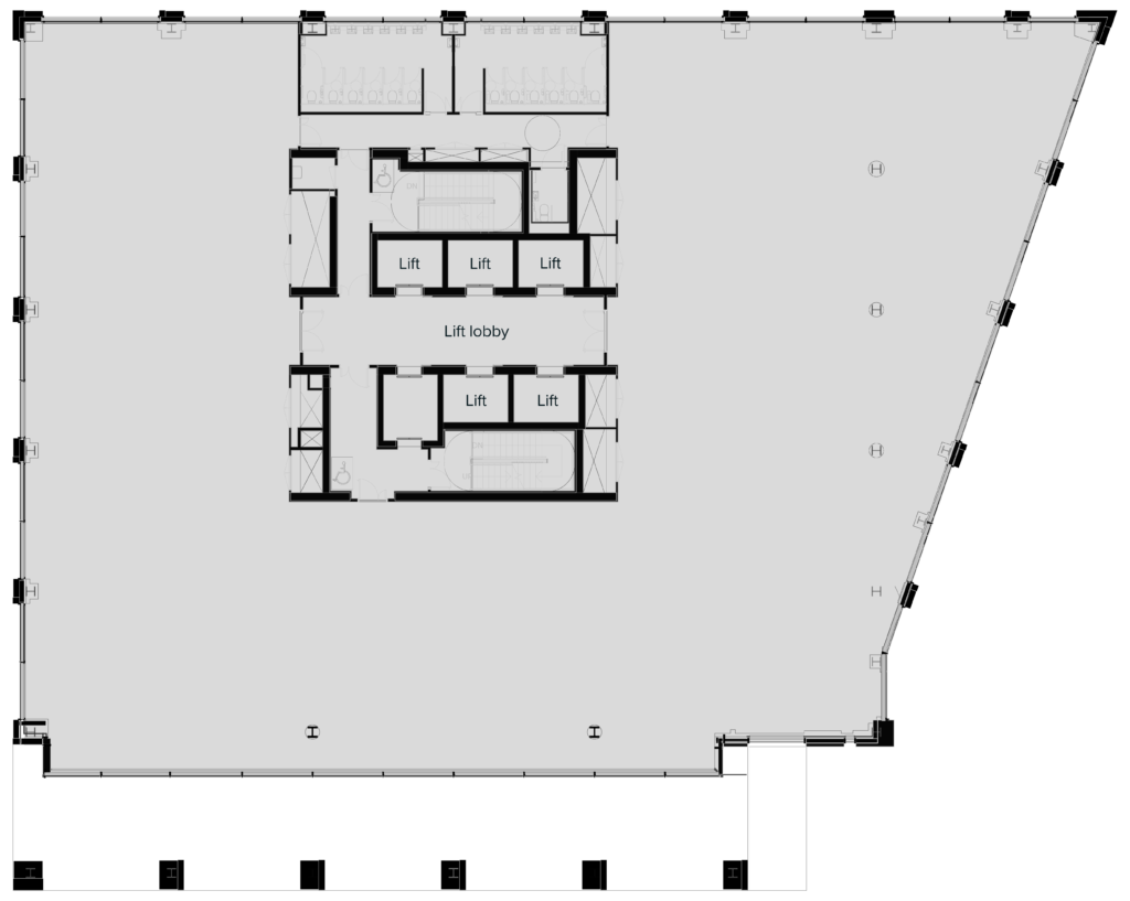 Diagram of floor plan of TWO FRIARGATE's office space on the first floor