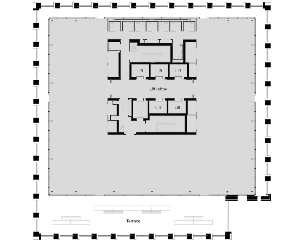 Diagram of floor plan of TWO FRIARGATE's office space on the twelfth floor