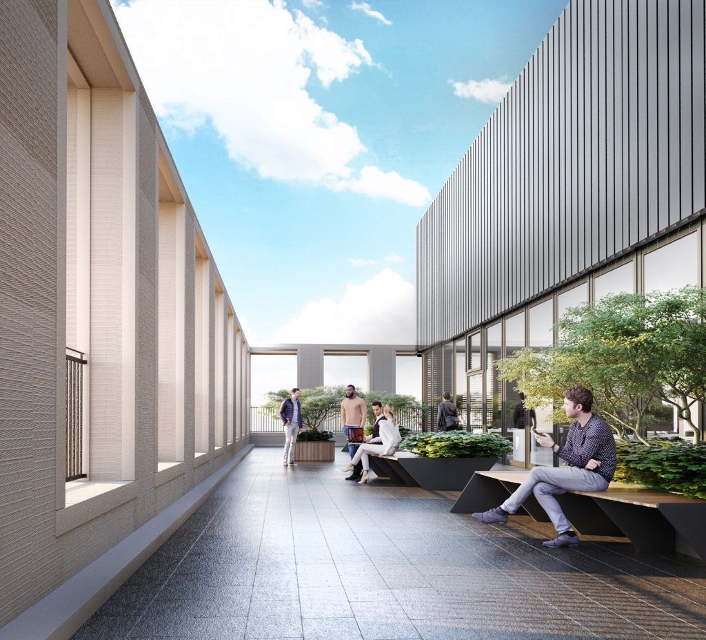 CGI of TWO FRIARGATE's external terrace providing a true breakout area for better staff wellbeing