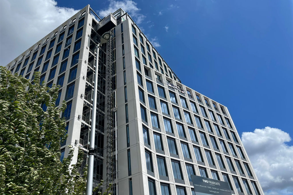 TWO FRIARGATE, Coventry currently under construction on the day of its topping out ceremony 