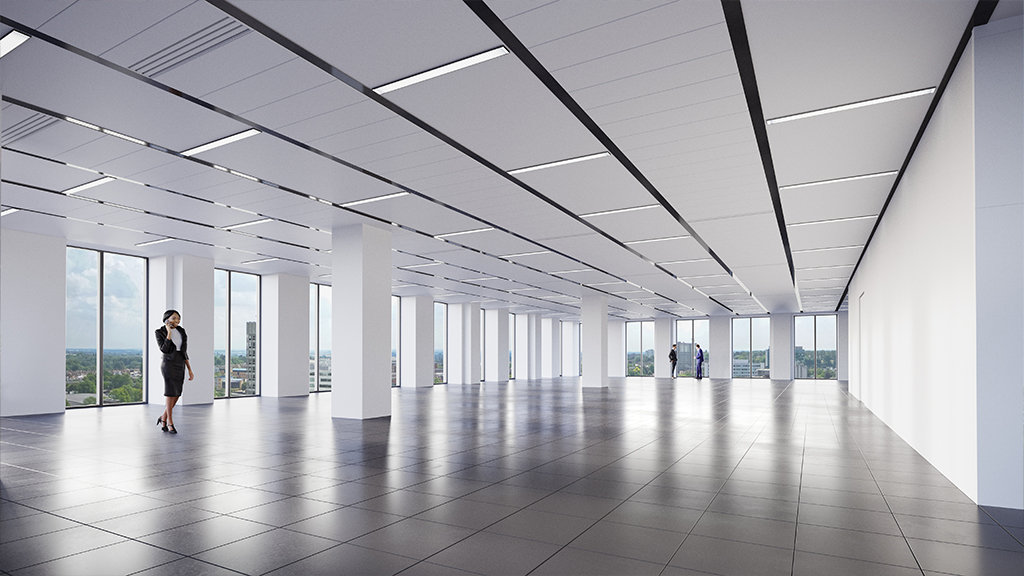 Open plan office floor at TWO FRIARGATE offices in Coventry which has received a WiredScore Platinum certification