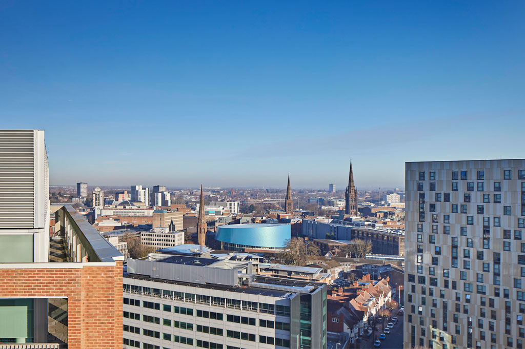 View across Coventry from the 12th floor terrace of Coventry city centre's newest Grade A offices