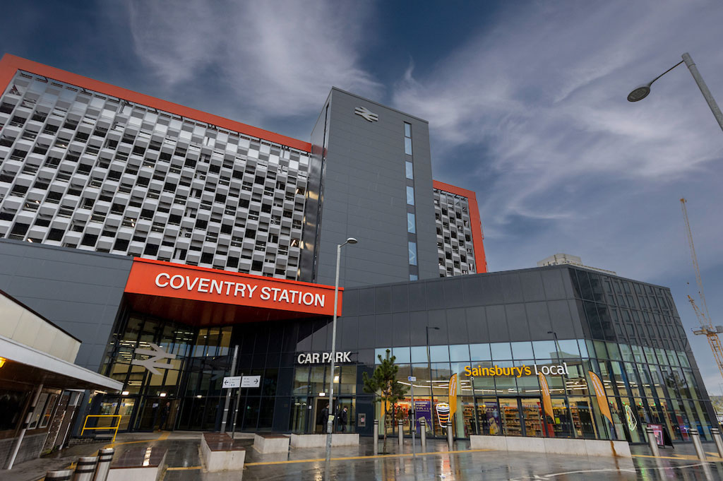Coventry Railway Station with the latest Sainsbury's Coventry